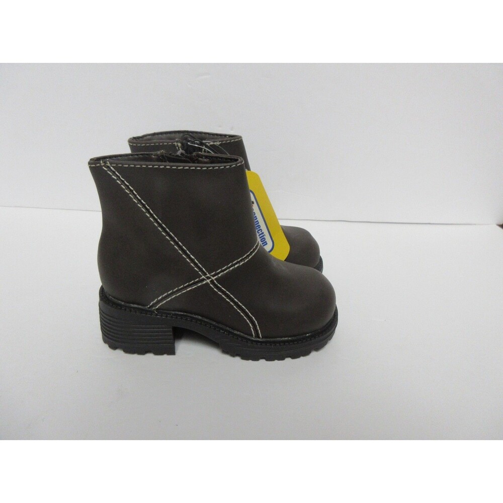 Kid Connection Toddler Girls Brown Zipper Shelby Boots Sz 7 Man Made Sintetico